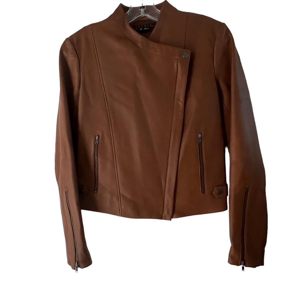 THEORY leather motorcycle jacket new with tags petite P